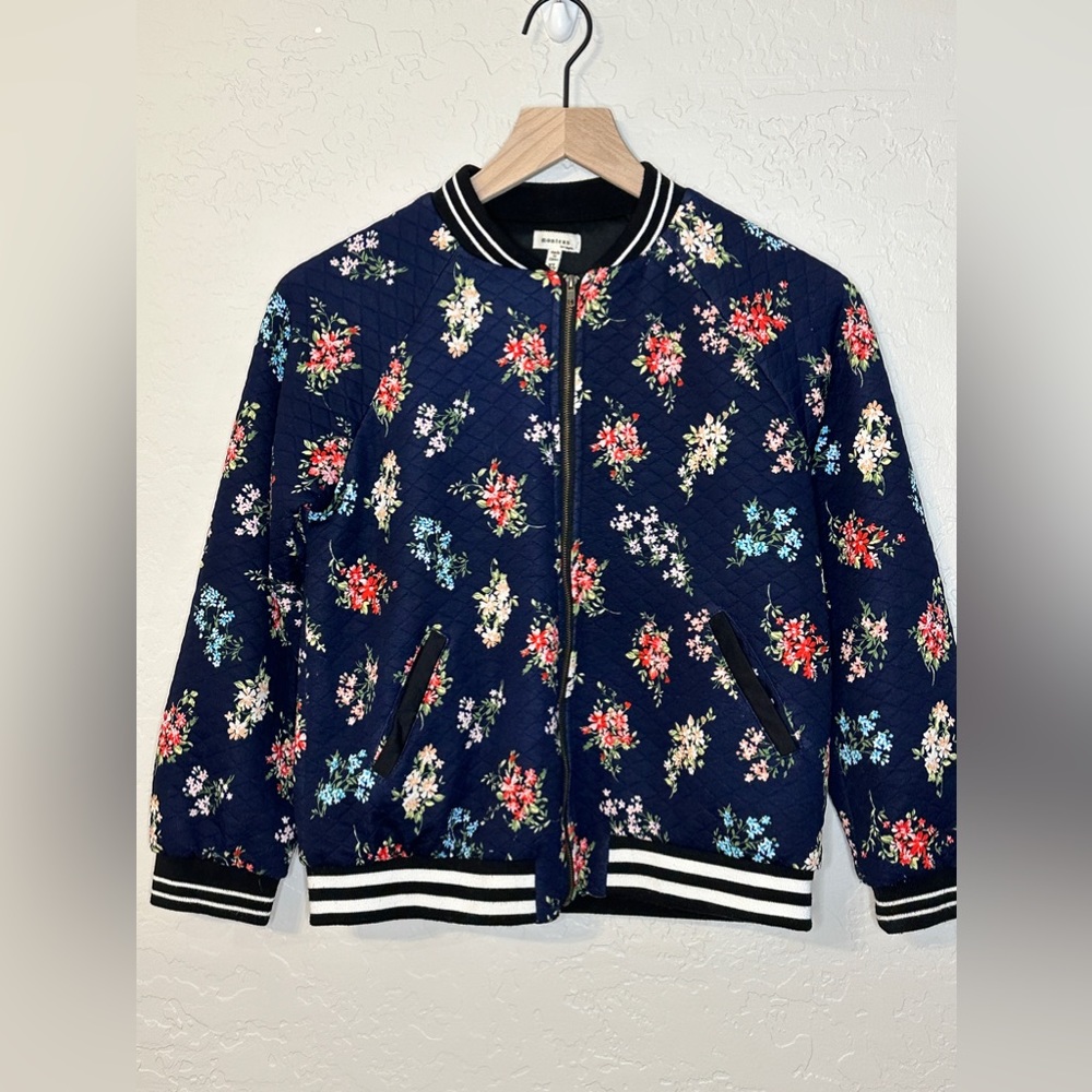 Monteau Navy Floral Bomber Jacket Size XL
